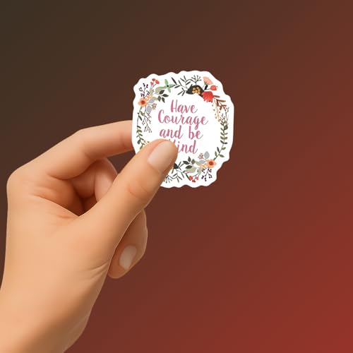 Have Courage and Be Kind Sticker ? 3pcs 3x3in Waterproof Vinyl Decals ? Floral Motivational Quote Stickers for Laptop, Phone, Journal, Water Bottle ? Aesthetic Encouragement Gifts for Girls and Women