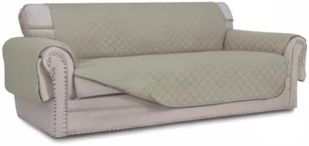 Easy-Going Reversible Couch Cover for 3 Cushion Couch Sofa Cover for Dogs Water Resistant Furniture Protector Cover with Foam Sticks Elastic Straps for Pet Cat (Sofa, Beige/Beige)