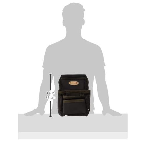 McGuire-Nicholas Oil Tanned Leather 10 Pocket Nail and Tool Pouch, Tan Brown (870-CC)