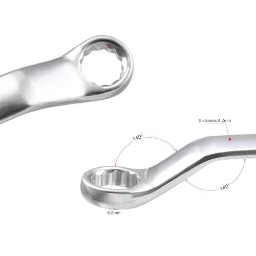 uxcell 10mm Metric L Shaped Angled and Double Box End Wrench Set,High Carbon Steel Hex Socket and Chrome Plated Double Ring Wrench
