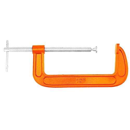 2 Packs 10 Inch C-Clamp, Malleable Iron C-Clamp, Heavy Duty C-Clamp for Woodworking, Metalworking, 8.7 Inches Max Jaw Opening, 3.7 Inches Throat Depth, Orange