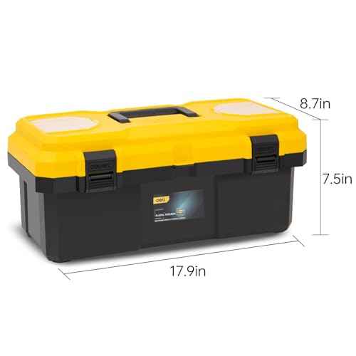 DELI Plastic Tool Box with Handle, 20 inch Tool Case with Double Locking and Removable Tray, Toolbox Organization