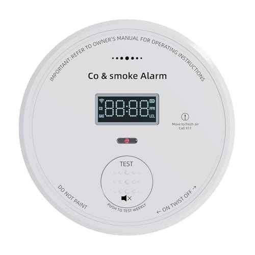 2 in 1 Smoke & Carbon Monoxide Alarm with Digital Readout, 85dB Alert, Battery Power