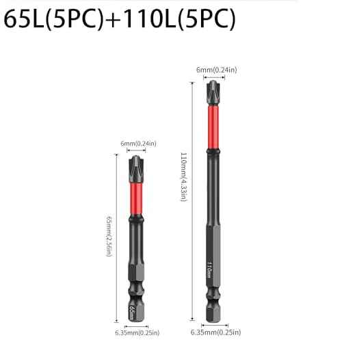 FPH2 Impact Screwdriver Bit Set, S2 Steel 65mm & 110mm Slotted Heads 1/4 inch Hex Shank, CNC Machined Tips with Magnetism, Cross Slot Screw Driver Drill Bits Used on Electricians