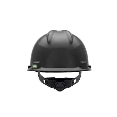 MSA 492559 V-Gard Cap Style Safety Hard Hat With Fas-Trac III Ratchet Suspension | Polyethylene Shell, Superior Impact Protection, Self Adjusting Crown Straps - Standard Size in Black