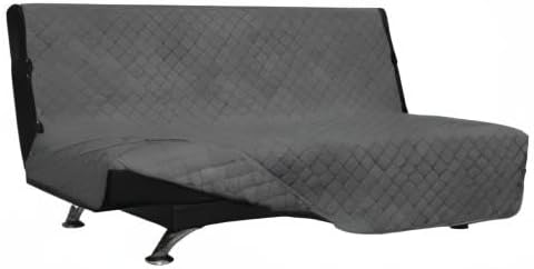 Easy-Going Futon Sofa Slipcover - Reversible Armless Couch Cover - Water Resistant for Pets & Kids (Gray/Gray)