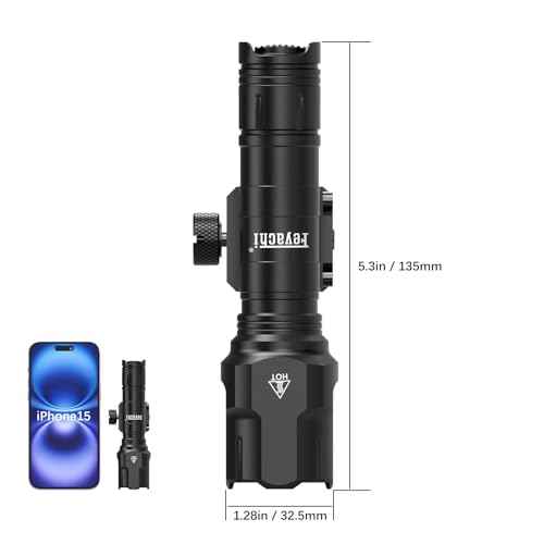 Feyachi WL25 1200 High Lumens Tactical AR Flashlight LED Light with Pressure Switch & Fixed Picatinny Rail Mount, 3 Modes - High/Low/Strobe