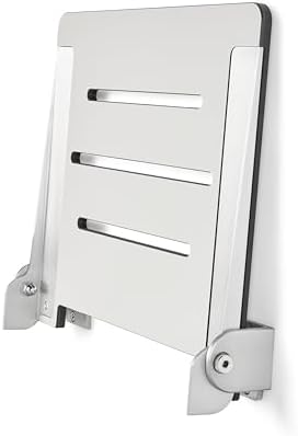 Seachrome 18 inch Silhouette Slimline Folding Wall Mount Shower Bench Seat, Light Gray Seat with Silver Frame