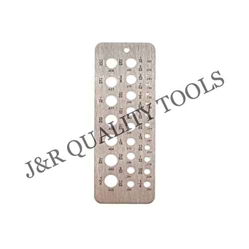 VCT 29 Hole Stainless Steel Drill Gauges for 1/16 Inch to 1/2 Inch Size Bits, 17/64-1/2 Inch Size Bits & Metric Sizes 0.062-0.250 Bolt and Wire Diameter Index Gauge
