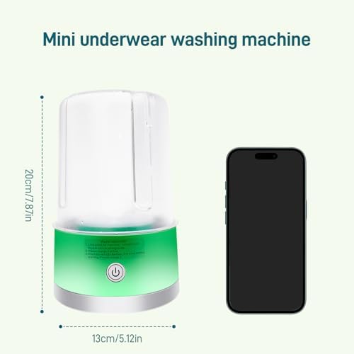 Underwear Washing Machine | Portable 1L Rechargeable Mini Washer Deep Cleaning of Underwear, Baby Small Clothes, Socks | Lightweight and Compact for Apartment, Dorm, Hotel, Travel (Green)
