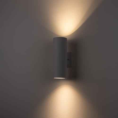 mirrea Modern Outdoor Porch Light Patio Light in 2 Lights with Aluminum Cylinder and Tempered Glass Cover Waterproof Wall Sconce 2 Pack (Matte White)
