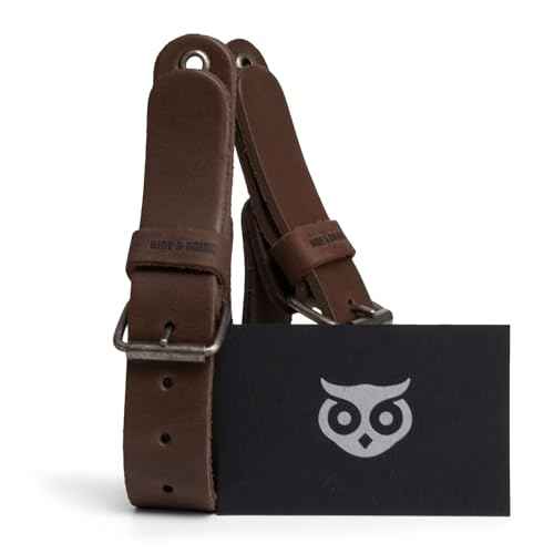 Leather Wall Hanging Straps, Set of 2, Buckle Closure for Axes, Hatchets & Tools, Heavy Duty Tool Hangers, Garage Storage Organization, Axe Mount Holders, Organizer Hooks