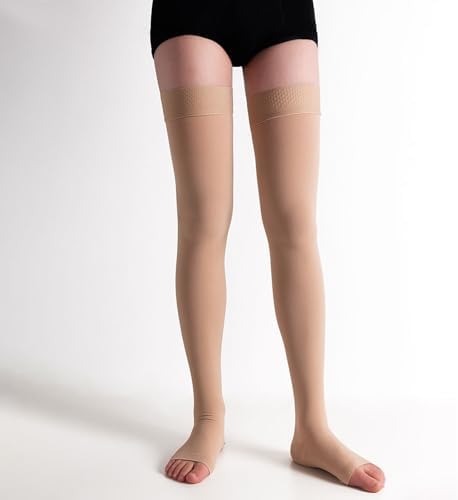 20-30 mmHg Thigh High Compression Socks for Women and Men,Toeless Compression Stockings,Leg Compression Sleeve,Varicose Veins Treatment,Over the Knee Compression Socks for Travel Flight Pregnant.