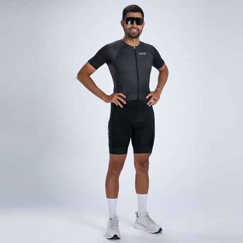 Zoot Men¡¯s Core Tri Aero FZ Racesuit, Short Sleeve Moisture-Wicking Triathlon Suit, Plush Chamois & Storage for Race Day