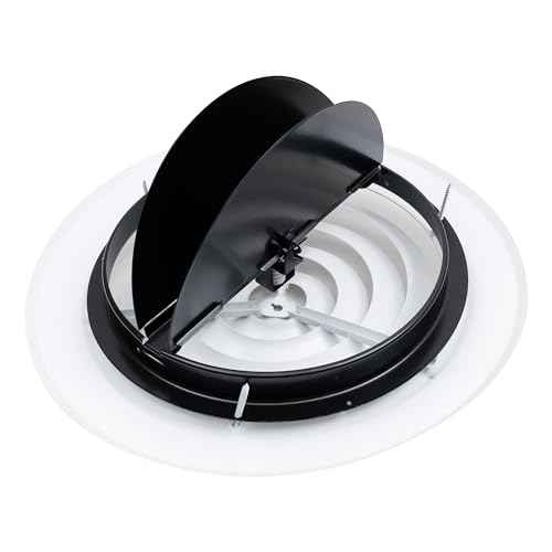 Fits 10 Inch Neck Air Duct | Steel Round Air Supply Diffuser for Ceiling by Handua | 10" Neck Steel Butterfly Damper&Handle Included | Round Diffuser Vent Cover | White | Outer Dimension: 13-15/16"