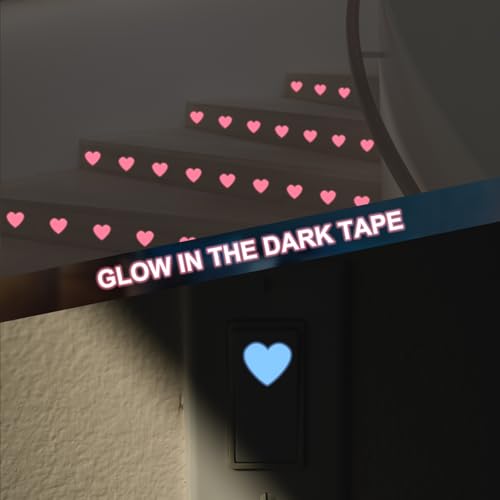 PATIKIL 84 Pcs Glow in The Dark Heart Stickers, Adhesive Glow Heart Sticker Glow in The Dark Wall Decals Luminous Decor for Room Ceiling Decoration Party Birthday, Pink