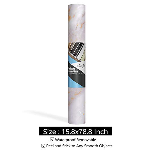 Livelynine Gold Marble Contact Paper Peel and Stick Countertops for Kitchen Table Desk Counter Top Covers Self Adhesive Wallpaper for Bathroom Sink Removable Waterproof 15.8x78.8 Inch