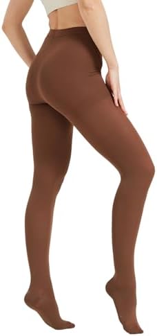 MGANG Medical Compression Pantyhose for Women & Men, Closed Toe, Opaque, Waist High Compression Circulation Leggings, 15-20 mmHg Firm Support Compression Hose for Varicose Veins, Edema, DVT, Brown L