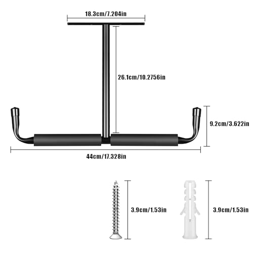 4 Pack Overhead Garage Storage Rack,17" Overhead Garage Storage Hooks,Heavy Duty Ceiling Mount Hangers with 40 Lbs Capacity Per Side, Ideal for Hanging Bikes, Pipes, and Lumber