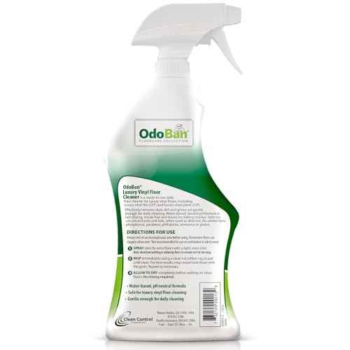OdoBan Ready-to-Use Luxury Vinyl Floor Cleaner, Streak Free and Neutral PH Formula, Made in the USA, Scentless, 32 Oz Spray 6-Pack