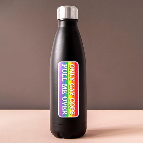 Only Gay Cops Pull Me Over Vinyl Stickers Pack LGBTQ Satire Quote Sticker for Laptop Water Bottle Skateboard Car 6Pcs Hard Wall Decoration Bike Bottles Motorcycle Phone
