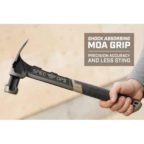 Spec Ops Tools Nailing Hammer, 16 oz, Rip Claw, Smooth Face, Shock-Absorbing Grip, 3% Donated to Veterans
