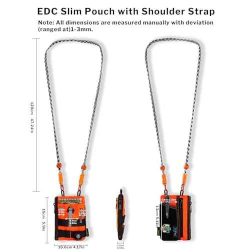 VIPERADE VE16R EDC Pocket Pouch with Strap, 5 EDC Pocket with 2 Zipper Pockets, Pocket Ogranizer for Men, Small EDC Sling Organizer Bag, Slim EDC Wallet Multitool Pocket Pouch (XPAC-Hot Orange)
