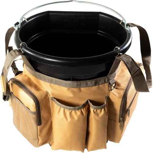 Katai Fishing Bucket Organizer for 5-Gallon Bucket ? Heavy-Duty Water-Resistant Tackle Bag with Rod & Pliers Holders ? Adjustable Straps & Multi-Pocket Design