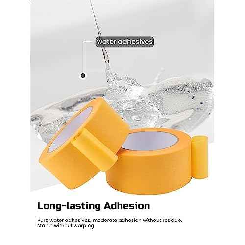 Lichamp 2 Pack 2 inch Yellow Masking Tape, Orange Washi Tape for DIY Crafts & Artist Arts, Painting, Decoration, 1.9 inch x 55 Yard x 2 roll, 0220YL(Total 110 Yards)