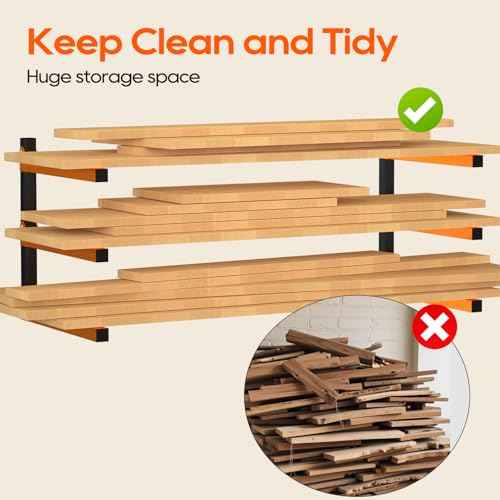 Heavy-Duty 3-Tier Wall Mounted Lumber Storage Rack | Metal Wood Organizer for Indoor & Outdoor | 4 Pack, Rust-Resistant