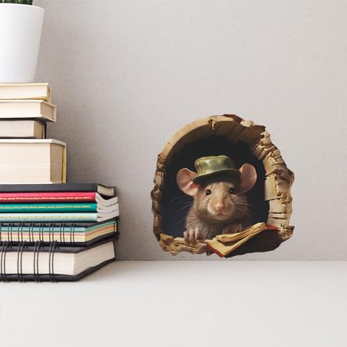 BooDecal DIY 9 Rats Cute Chef Candle Mice 4.5 x 4.5 in Doors Fake Hole Vinyl Lettering Decal Home Decor Wall Murals Decals Stickers for Halloween