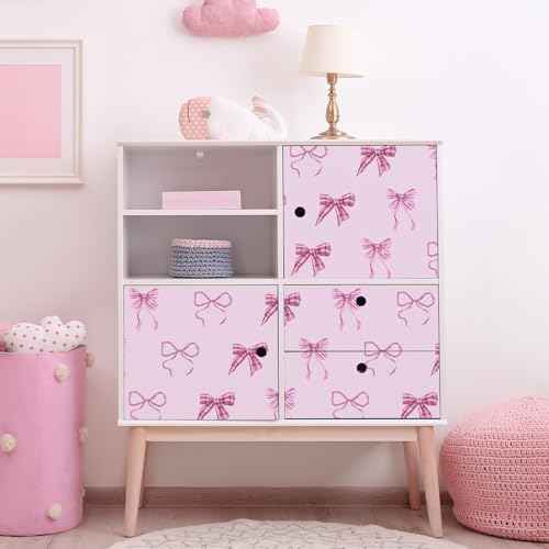 RUSPEPA Peel and Stick Wallpaper, 17.3 Inch x 6.5 Feet, Pink Bow Design Self Adhesive Removable Wallpaper Decorative Waterproof Contact Paper for Cabinets, Walls