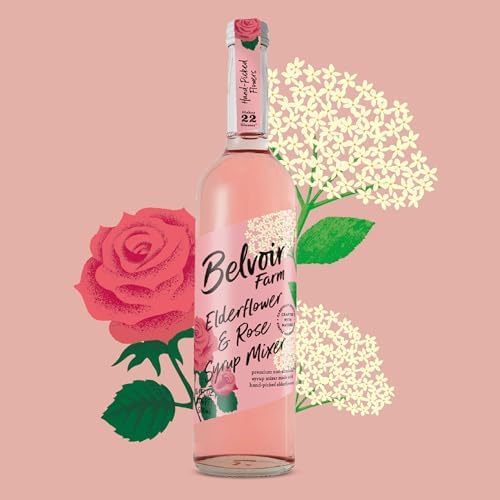 BELVOIR FRUIT FARMS Elderflower & Rose Syrup Mixer 500ml - Floral Drink Mix, Made with Natural Elderflower and Rose Extracts, Perfect for Cocktails and Refreshing Drinks
