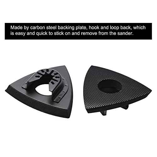 136Pcs Oscillating Tool Sanding Pad Kit, Contains 6Pcs Triangle Sanding Pads and 130Pcs Multitool Sandpaper, 60 80 100 120 240 Grits Oscillating Multi Tool Sandpaper Great for Wood&Plaster Polishing