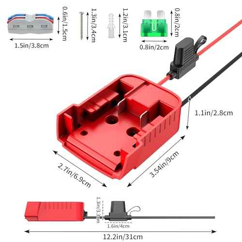 for Power Wheel Adapter Compatible with Milwaukee 18V Battery, Converter Kit with Built-in Switch, Fuse Holder, Wire Terminal, 12AWG Wire for DIY RC Cars (1-Pack)