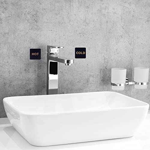 PATIKIL Self Stick Hot/Cold Water Label, 2 Pairs/4 Pack Acrylic Square Sticker Signs for Faucets Sinks, Black