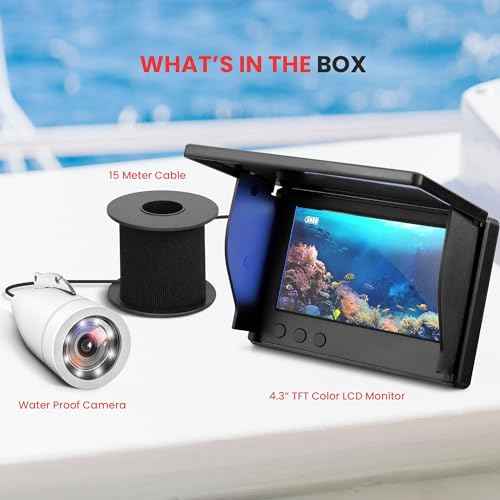 Pyle 4.3" LCD Portable Underwater Fishing Camera ? 1000TVL Waterproof Fish Finder with 12 Infrared LED Lights, IP68 Rated for Ice, Lake & Ocean Fishing, Carry Case Included (Black)