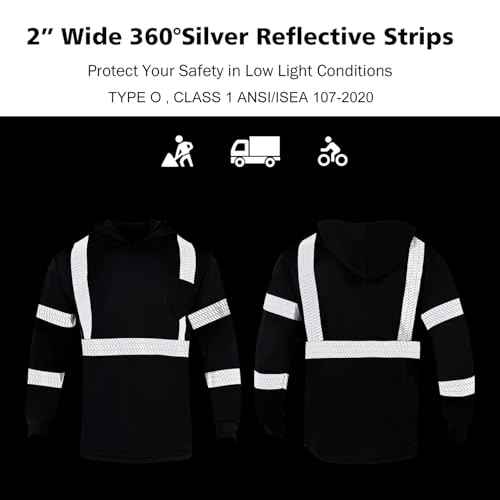 VENDACE 3pcs Safety Reflective High Visibility Long Sleeve Shirts Class 3 Hi Vis Construction Breathable Work Shirts for Men