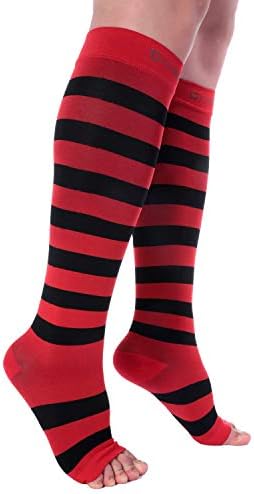 Doc Miller Compression Socks for Pregnant Women – Wide Calf, Open Toe Knee Sleeve 15-20 mmHG,Toeless Pregnancy Stockings for Varicose Veins, Footless Shin Splint Relief, 1 Pair