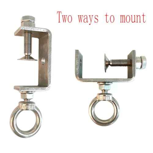 CHENGLONG 4Pcs Pipe Clamp Hooks; Metal Beam Clamp Hanger; 2Inch C Clamp Hook; Stainless Steel; Silver; Lockable Width 1.32"2.4"; Supports Up to 100 Pounds