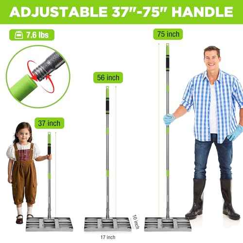 WORKPRO Lawn Leveling Rake, Heavy Duty Leveling Rake with 17¡± x 10¡± Ground Plate, Yard Leveling Rakes with 6FT Adjustable Handle, Metal Lawn Leveler for Garden, Backyard, Golf Course, Farm, Pasture