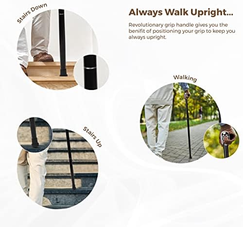 Ajuny Wooden Walking Stick for Men Women Seniors Lightweight Detachable Handmade Cane with Decorative Brass Handle Unique Gift for Adults