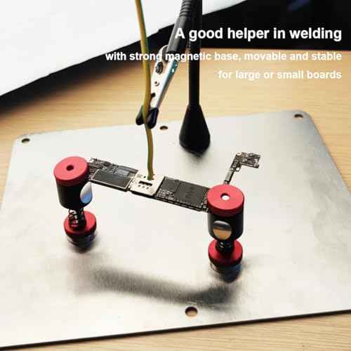 HZY Soldering Helping Hand 4Pcs PCB Circuit Board Holder ESD Safe - Metal Magnetic Fixture Tower Spring Clamp PCB Holder Fixtute for Circuit Boards Electronic Repairing Soldering Desoldering Rework