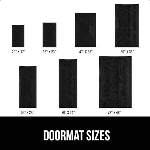 GORILLA GRIP Traffic Guard Door Mat, Heavy Duty Welcome Mats, Commercial Office Space Doormat, Waterproof, Fade Resistant, Strong Rubber Backing, Low Profile, Shoe and Boot Scraper, 35x23, Jet Black