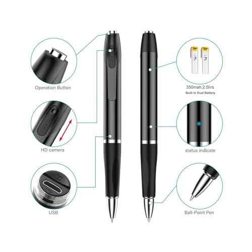 Spy Camera Pen 32GB,HD 1080P Hidden Camera Portable Digital Video Camera with Photo Taking,2 Hours Battery Mini Body Camera 3 Ink Refills Pocket DVR for Business Conference