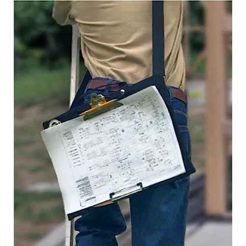 Industrial Field Cases Field Bag with Integrated 11x17 Clipboard, Storage and Shoulder Strap: Perfect for Engineers, Inspectors, Roofers & Architects Black CJFB1117