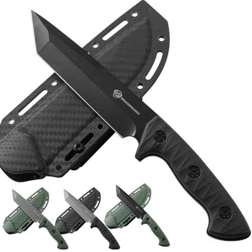 Tanto Fixed Blade Knife, Tactical Fixed Blade Knife, 5mm Thick Full Tang Survival with Sheath for Hunting, Camping, and Adventure