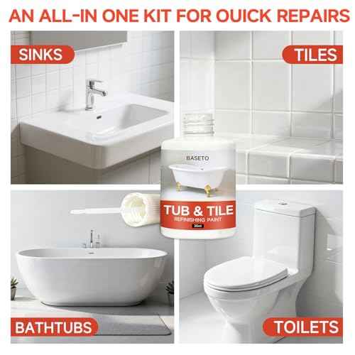 Tub and Tile Paint,High-Gloss White Tub Paint for Bathtub, Quick-Dry Porcelain paint for Scratches & Chips on Porcelain, Acrylic, Enamel, Bathtubs, Cast Iron, Tiles, Sinks and Toilets(1.5Oz,White)