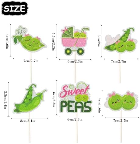 18 Pieces Pink Two Peas in a Pod Cupcake Toppers - Double The Fun Twins Girl Cupcake Picks - Pink Twins Baby Shower Gender Reveal Party Decorations