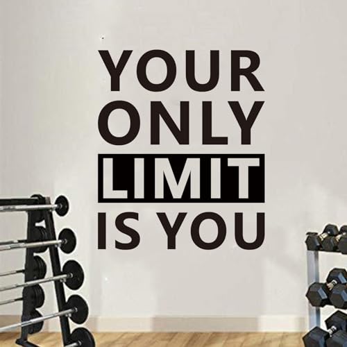 SEATUNE Motivational Gym Wall Decals - Inspirational Quotes Office Wall Stickers - School Classroom Home Garage Vinyl Art Wall Decor - Your Only Limit is You 15"X18"